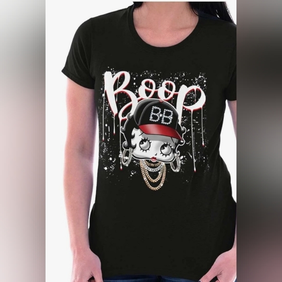 Betty Boop Cartoon Iconic Bling Women's T Shirt Ladies Tee XL - Picture 1 of 4